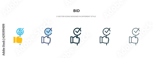 bid icon in different style vector illustration. two colored and black bid vector icons designed in filled, outline, line and stroke style can be used for web, mobile, ui photo