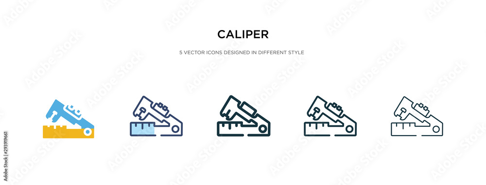 caliper icon in different style vector illustration. two colored and black caliper vector icons designed in filled, outline, line and stroke style can be used for web, mobile, ui caliper icon in different style vector illustration. two colored and black caliper vector icons designed in filled, outline, line and stroke style can be used for web, mobile, ui