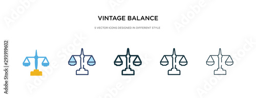 vintage balance icon in different style vector illustration. two colored and black vintage balance vector icons designed in filled, outline, line and stroke style can be used for web, mobile, ui