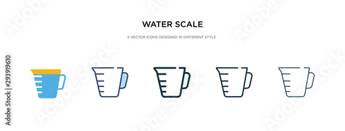 water scale icon in different style vector illustration. two colored and black water scale vector icons designed in filled  outline  line and stroke style can be used for web  mobile  ui
