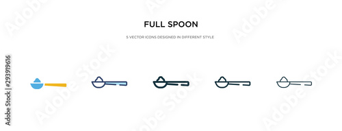 full spoon icon in different style vector illustration. two colored and black full spoon vector icons designed in filled, outline, line and stroke style can be used for web, mobile, ui