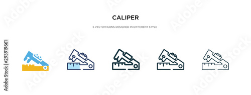 caliper icon in different style vector illustration. two colored and black caliper vector icons designed in filled, outline, line and stroke style can be used for web, mobile, ui