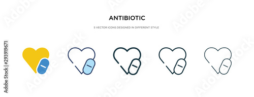 antibiotic icon in different style vector illustration. two colored and black antibiotic vector icons designed in filled, outline, line and stroke style can be used for web, mobile, ui