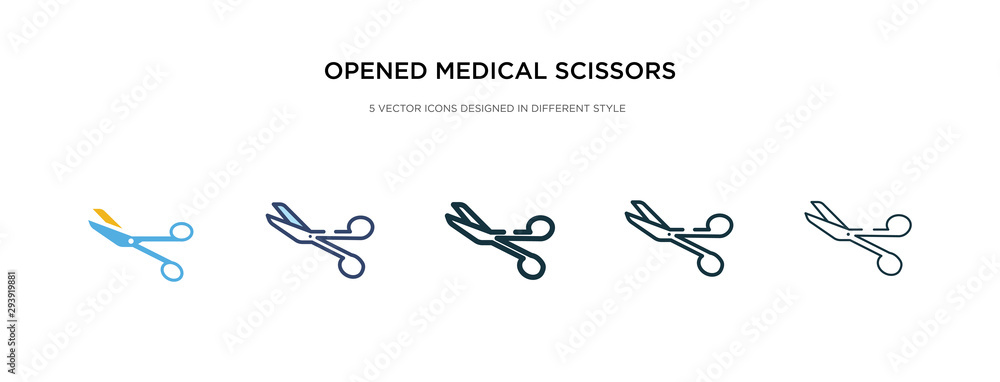 opened medical scissors icon in different style vector illustration. two colored and black opened medical scissors vector icons designed in filled, outline, line and stroke style can be used for opened medical scissors icon in different style vector illustration. two colored and black opened medical scissors vector icons designed in filled, outline, line and stroke style can be used for