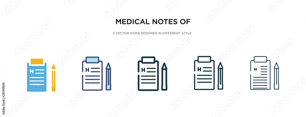 medical notes of a list paper on a clipboard icon in different style vector illustration. two colored and black medical notes of a list paper on clipboard vector icons designed in filled, outline, medical notes of a list paper on a clipboard icon in different style vector illustration. two colored and black medical notes of a list paper on clipboard vector icons designed in filled, outline,