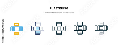 plastering icon in different style vector illustration. two colored and black plastering vector icons designed in filled, outline, line and stroke style can be used for web, mobile, ui