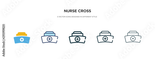 nurse cross icon in different style vector illustration. two colored and black nurse cross vector icons designed in filled, outline, line and stroke style can be used for web, mobile, ui