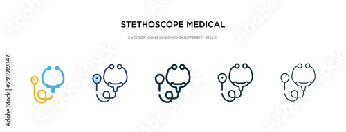 stethoscope medical heart beats control tool icon in different style vector illustration. two colored and black stethoscope medical heart beats control tool vector icons designed in filled, outline,