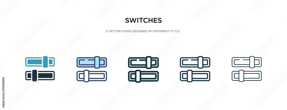switches icon in different style vector illustration. two colored and black switches vector icons designed in filled, outline, line and stroke style can be used for web, mobile, ui switches icon in different style vector illustration. two colored and black switches vector icons designed in filled, outline, line and stroke style can be used for web, mobile, ui