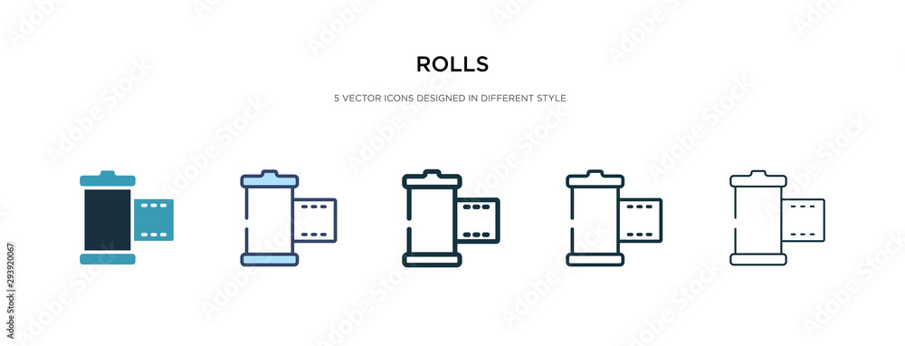 rolls icon in different style vector illustration. two colored and black rolls vector icons designed in filled, outline, line and stroke style can be used for web, mobile, ui rolls icon in different style vector illustration. two colored and black rolls vector icons designed in filled, outline, line and stroke style can be used for web, mobile, ui