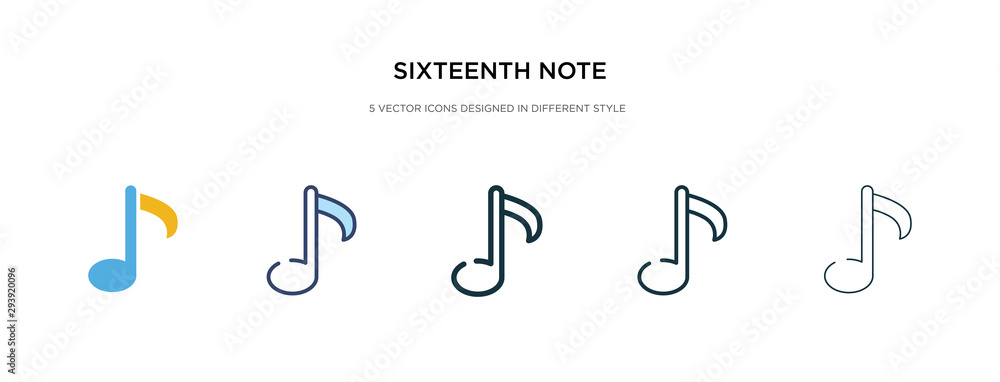 sixteenth note icon in different style vector illustration. two colored and black sixteenth note vector icons designed in filled, outline, line and stroke style can be used for web, mobile, ui sixteenth note icon in different style vector illustration. two colored and black sixteenth note vector icons designed in filled, outline, line and stroke style can be used for web, mobile, ui