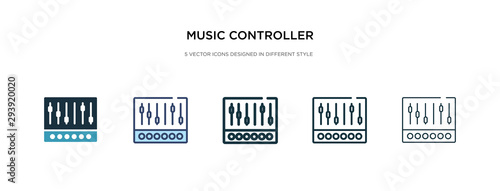 music controller icon in different style vector illustration. two colored and black music controller vector icons designed in filled, outline, line and stroke style can be used for web, mobile, ui