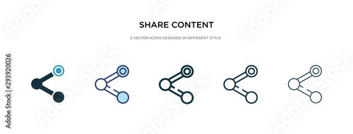 share content icon in different style vector illustration. two colored and black share content vector icons designed in filled, outline, line and stroke style can be used for web, mobile, ui