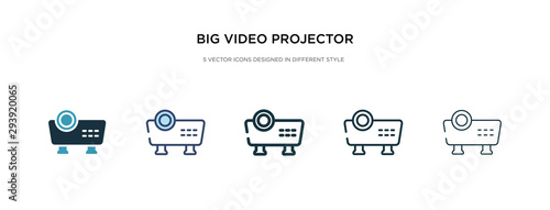 big video projector icon in different style vector illustration. two colored and black big video projector vector icons designed in filled, outline, line and stroke style can be used for web,