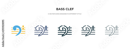 bass clef icon in different style vector illustration. two colored and black bass clef vector icons designed in filled, outline, line and stroke style can be used for web, mobile, ui