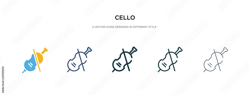 Plakat cello icon in different style vector illustration. two colored and black cello vector icons designed in filled, outline, line and stroke style can be used for web, mobile, ui