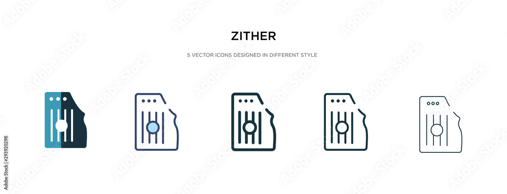 Φωτογραφία zither icon in different style vector illustration