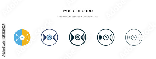 music record icon in different style vector illustration. two colored and black music record vector icons designed in filled, outline, line and stroke style can be used for web, mobile, ui