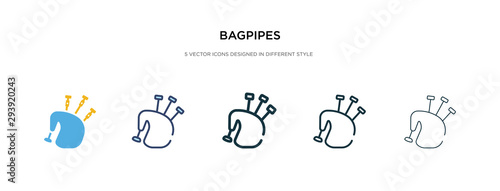 Fotografia, Obraz bagpipes icon in different style vector illustration