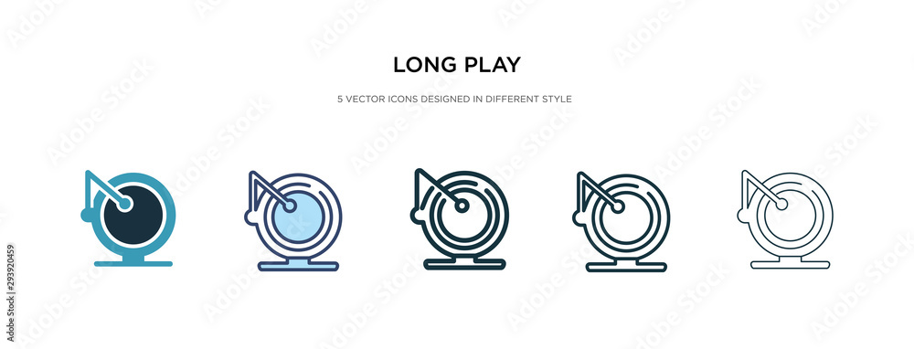 long play icon in different style vector illustration. two colored and black long play vector icons designed in filled, outline, line and stroke style can be used for web, mobile, ui