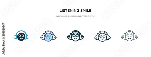 listening smile icon in different style vector illustration. two colored and black listening smile vector icons designed in filled, outline, line and stroke style can be used for web, mobile, ui