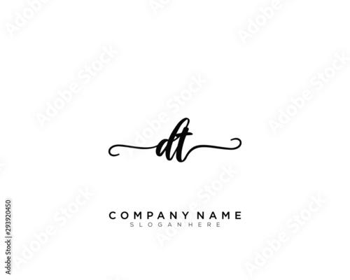 DT Initial Handwriting Logo Vector photo