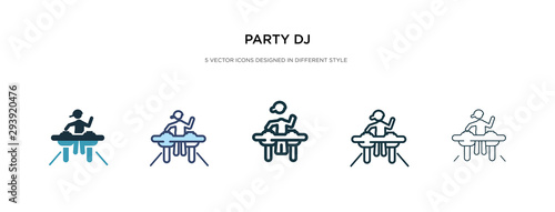 party dj icon in different style vector illustration. two colored and black party dj vector icons designed in filled, outline, line and stroke style can be used for web, mobile, ui