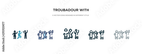 troubadour with kids icon in different style vector illustration. two colored and black troubadour with kids vector icons designed in filled, outline, line and stroke style can be used for web,