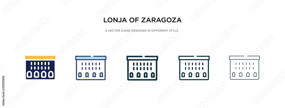 lonja of zaragoza icon in different style vector illustration. two colored and black lonja of zaragoza vector icons designed in filled, outline, line and stroke style can be used for web, mobile, ui lonja of zaragoza icon in different style vector illustration. two colored and black lonja of zaragoza vector icons designed in filled, outline, line and stroke style can be used for web, mobile, ui