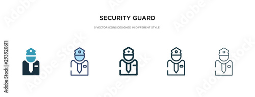 security guard icon in different style vector illustration. two colored and black security guard vector icons designed in filled, outline, line and stroke style can be used for web, mobile, ui