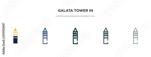 galata tower in istanbul icon in different style vector illustration. two colored and black galata tower in istanbul vector icons designed filled, outline, line and stroke style can be used for web,