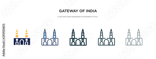 gateway of india icon in different style vector illustration. two colored and black gateway of india vector icons designed in filled, outline, line and stroke style can be used for web, mobile, ui