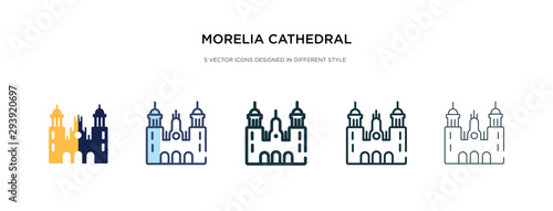 morelia cathedral in mexico icon in different style vector illustration. two colored and black morelia cathedral in mexico vector icons designed filled, outline, line and stroke style can be used