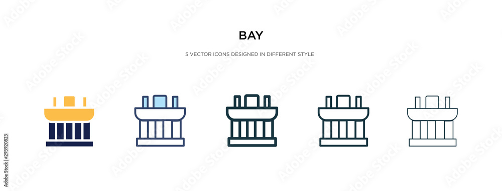 bay icon in different style vector illustration. two colored and black bay vector icons designed in filled, outline, line and stroke style can be used for web, mobile, ui bay icon in different style vector illustration. two colored and black bay vector icons designed in filled, outline, line and stroke style can be used for web, mobile, ui