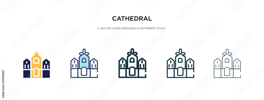 cathedral icon in different style vector illustration. two colored and black cathedral vector icons designed in filled, outline, line and stroke style can be used for web, mobile, ui