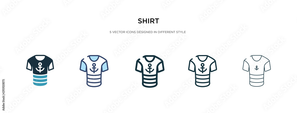shirt icon in different style vector illustration. two colored and black shirt vector icons designed in filled, outline, line and stroke style can be used for web, mobile, ui shirt icon in different style vector illustration. two colored and black shirt vector icons designed in filled, outline, line and stroke style can be used for web, mobile, ui
