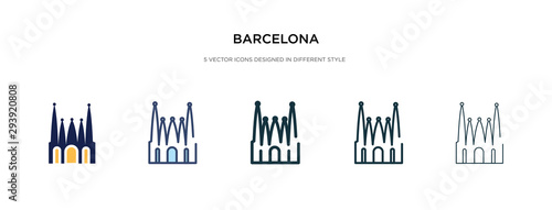 barcelona icon in different style vector illustration. two colored and black barcelona vector icons designed in filled, outline, line and stroke style can be used for web, mobile, ui