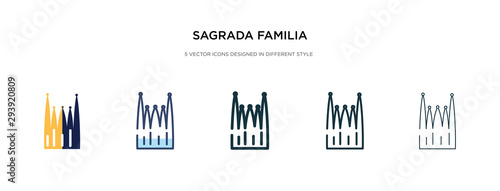 sagrada familia building icon in different style vector illustration. two colored and black sagrada familia building vector icons designed in filled, outline, line and stroke style can be used for