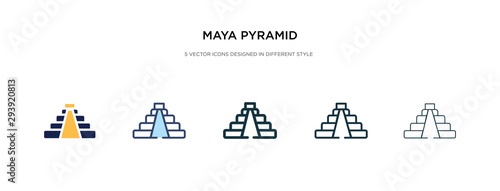 maya pyramid icon in different style vector illustration. two colored and black maya pyramid vector icons designed in filled  outline  line and stroke style can be used for web  mobile  ui
