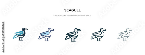seagull icon in different style vector illustration. two colored and black seagull vector icons designed in filled, outline, line and stroke style can be used for web, mobile, ui