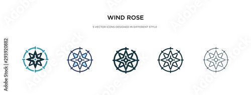 wind rose icon in different style vector illustration. two colored and black wind rose vector icons designed in filled, outline, line and stroke style can be used for web, mobile, ui