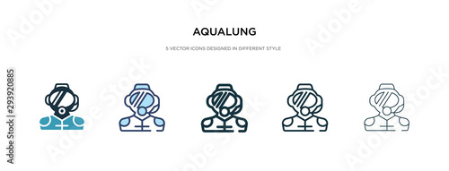 aqualung icon in different style vector illustration. two colored and black aqualung vector icons designed in filled, outline, line and stroke style can be used for web, mobile, ui