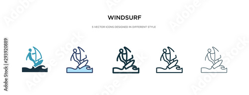 windsurf icon in different style vector illustration. two colored and black windsurf vector icons designed in filled, outline, line and stroke style can be used for web, mobile, ui