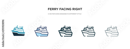 ferry facing right icon in different style vector illustration. two colored and black ferry facing right vector icons designed in filled, outline, line and stroke style can be used for web, mobile,