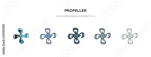 propeller icon in different style vector illustration. two colored and black propeller vector icons designed in filled, outline, line and stroke style can be used for web, mobile, ui