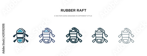 rubber raft icon in different style vector illustration. two colored and black rubber raft vector icons designed in filled, outline, line and stroke style can be used for web, mobile, ui