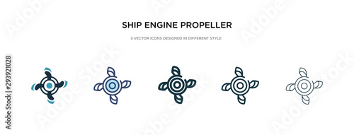 ship engine propeller icon in different style vector illustration. two colored and black ship engine propeller vector icons designed in filled, outline, line and stroke style can be used for web,