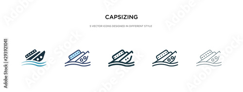 capsizing icon in different style vector illustration. two colored and black capsizing vector icons designed in filled, outline, line and stroke style can be used for web, mobile, ui