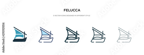 felucca icon in different style vector illustration. two colored and black felucca vector icons designed in filled, outline, line and stroke style can be used for web, mobile, ui
