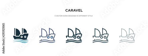 caravel icon in different style vector illustration. two colored and black caravel vector icons designed in filled, outline, line and stroke style can be used for web, mobile, ui